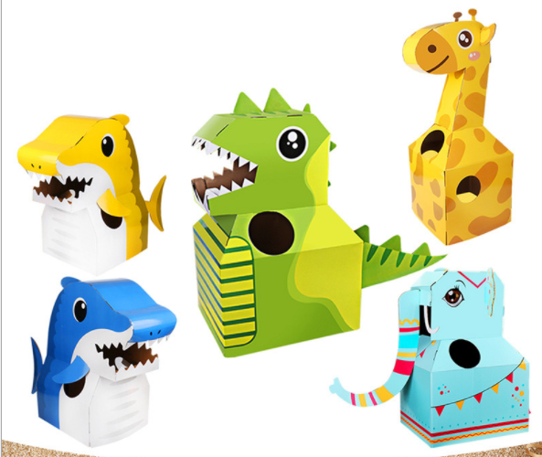 Mô hình Cosplay, Đồ chơi hóa trang bằng Carton hình Khủng Long, Máy Bay, Cá Mập
