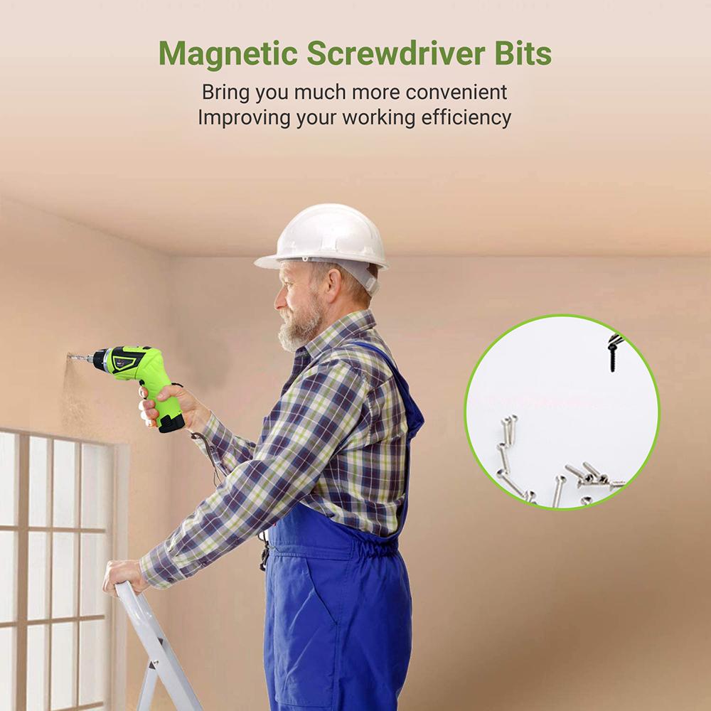 6.0N.m Cordless Electric Screwdriver 2PCS Rechargeable 1500mAh Li-ion 7 Torque Setting 2 Position Handle with LED Light