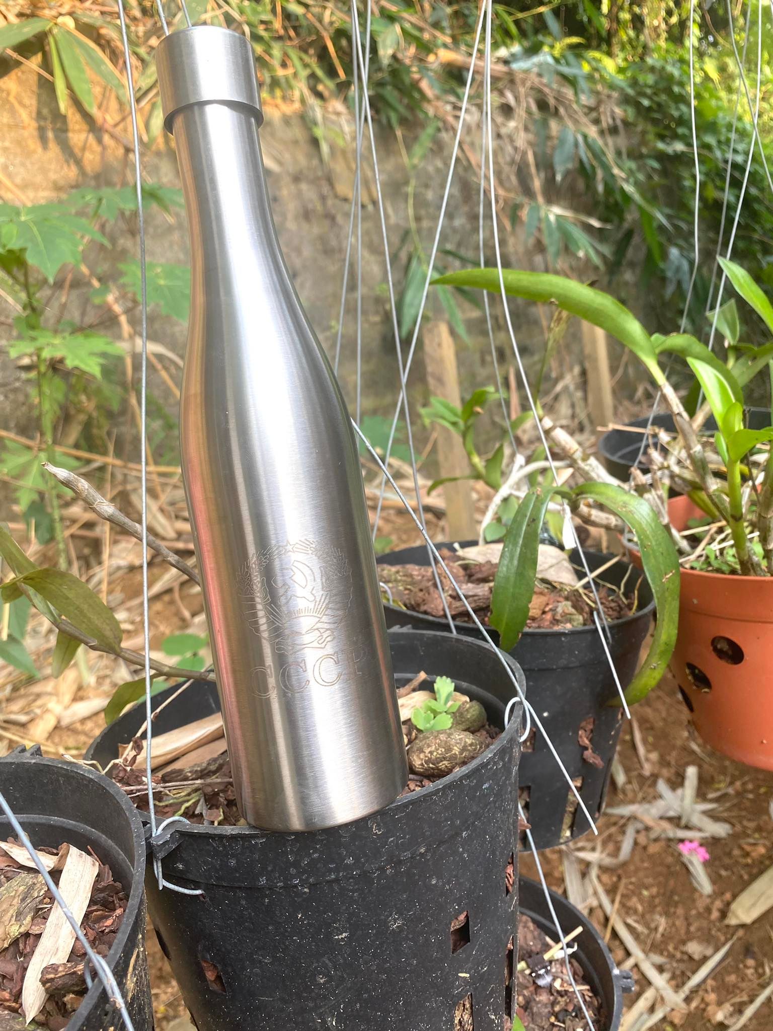 Bình chai đôi inox đựng nước đựng riệu CCCP Truyền Thống Dung Tích 1,5 lít , tặng bao da như hình
