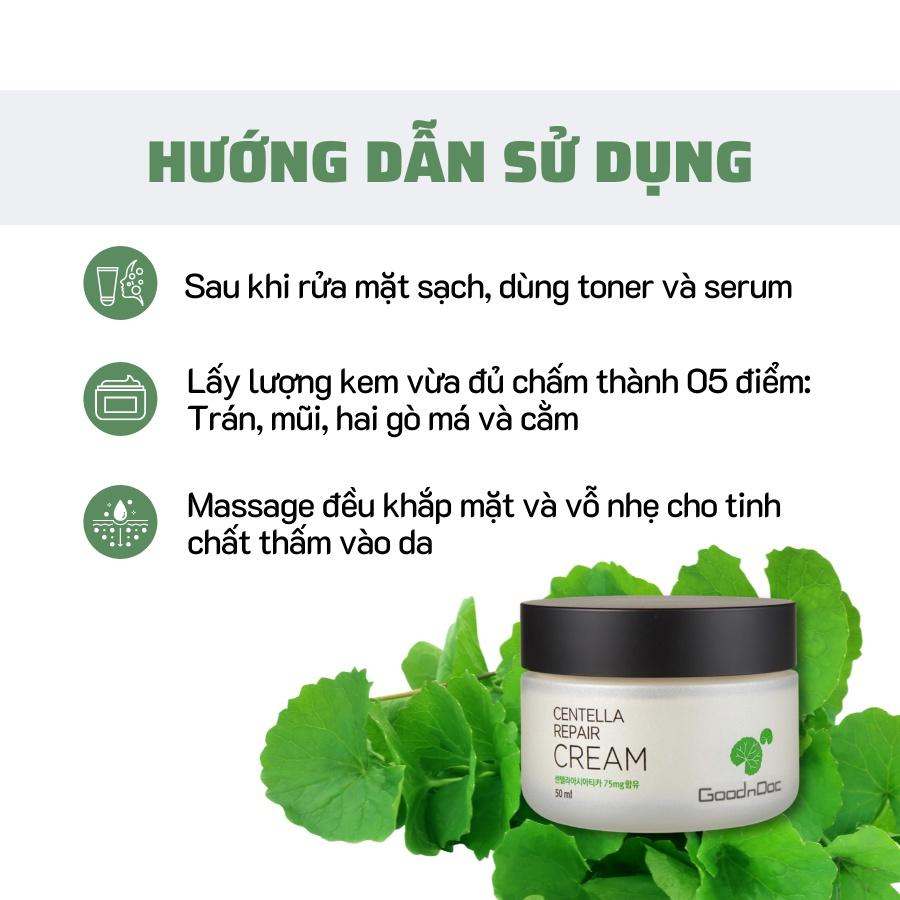 Kem Dưỡng Chiết Xuất Rau Má Centella Repair Cream GoodnDoc 50ml