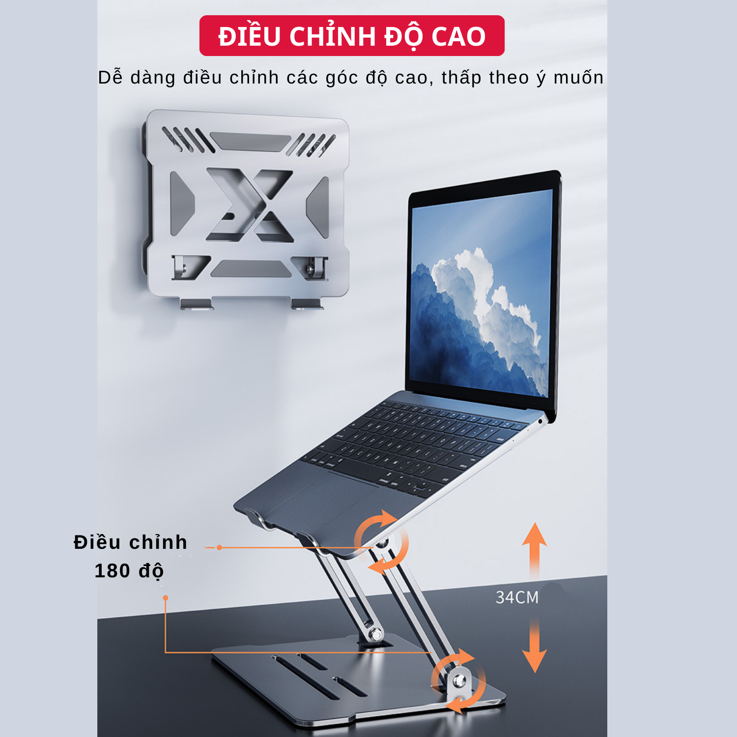 Giá Đỡ Máy Tính, Laptop  Hợp Kim Nhôm Cao Cấp. Hỗ Trợ Tản Nhiệt Chống Mỏi Cổ, Vai, Gáy Model FS099. Hàng Chính Hãng Tamayoko