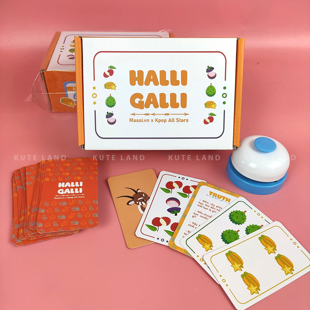 Bộ Board Game bài hoa quả Halli Galli Việt Hóa vui nhộn hộp cứng giải trí tụ họp bạn bè siêu vui