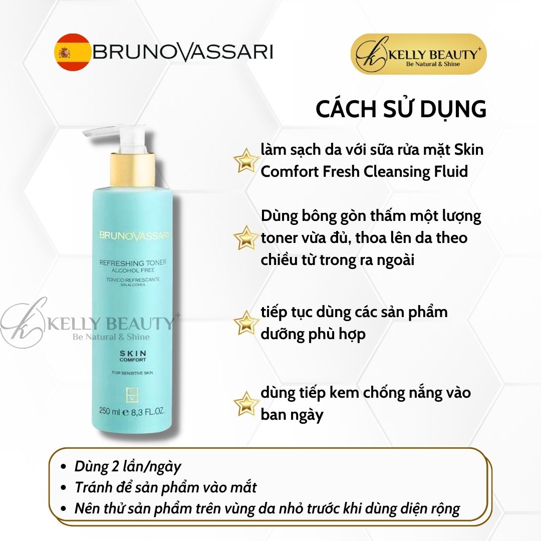 Nước Cân Bằng Cho Da Nhạy Cảm Bruno Vassari Skin Comfort Refreshing Toner | Kelly Beauty