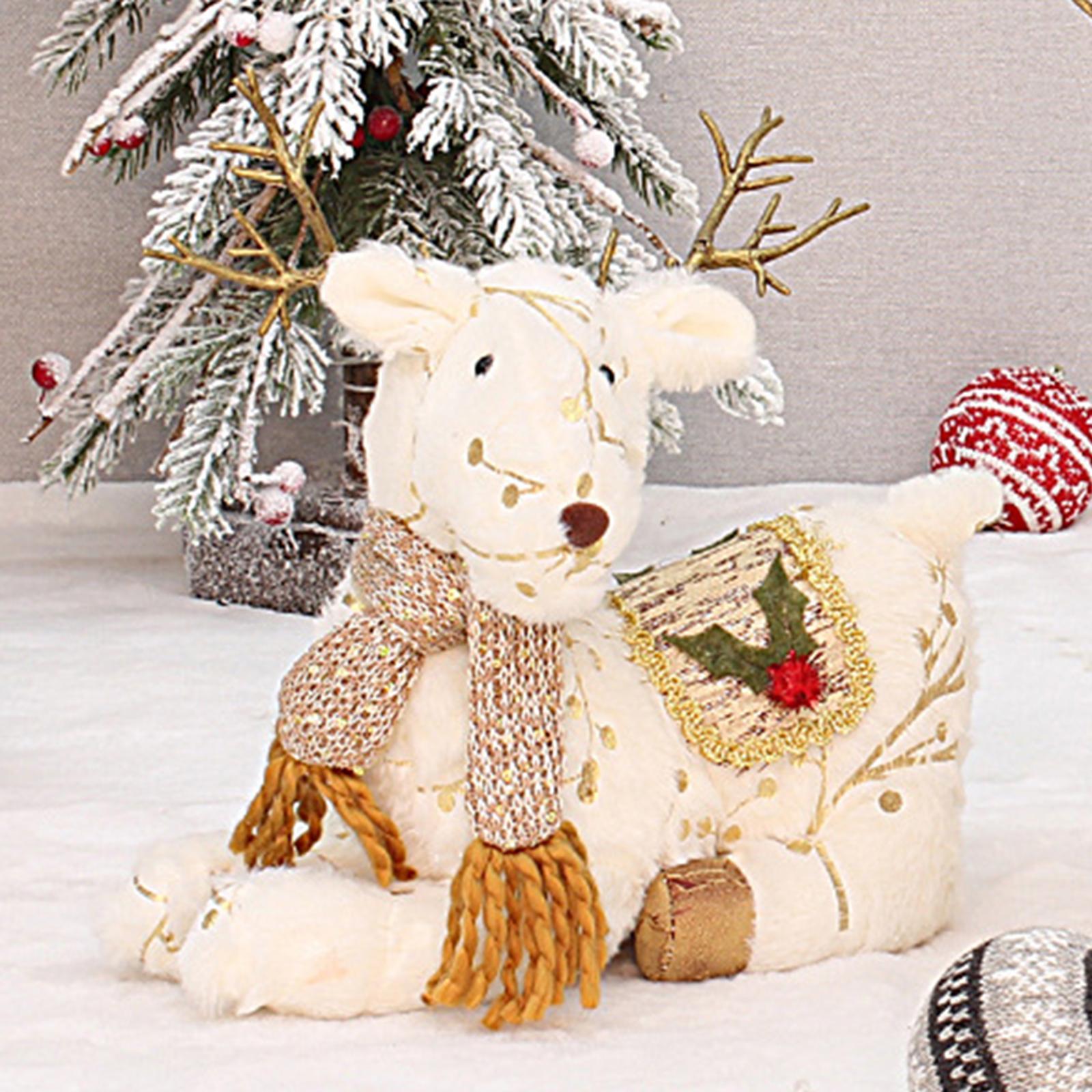 3Pcs Christmas Reindeer Stuffed Animal Creative Plush Elk Office Home Decor