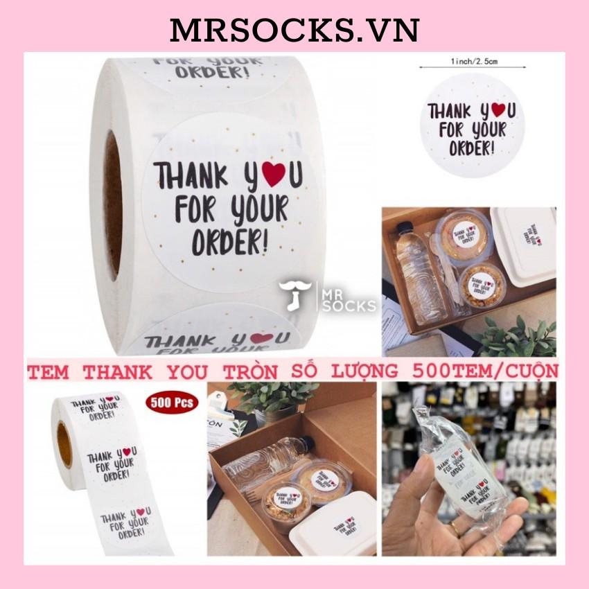 Cuộn 500 Tem Dán Sticker Thank You Tròn Các Shop Sử Dụng Để Gói Hàng Siêu Tiện Dụng