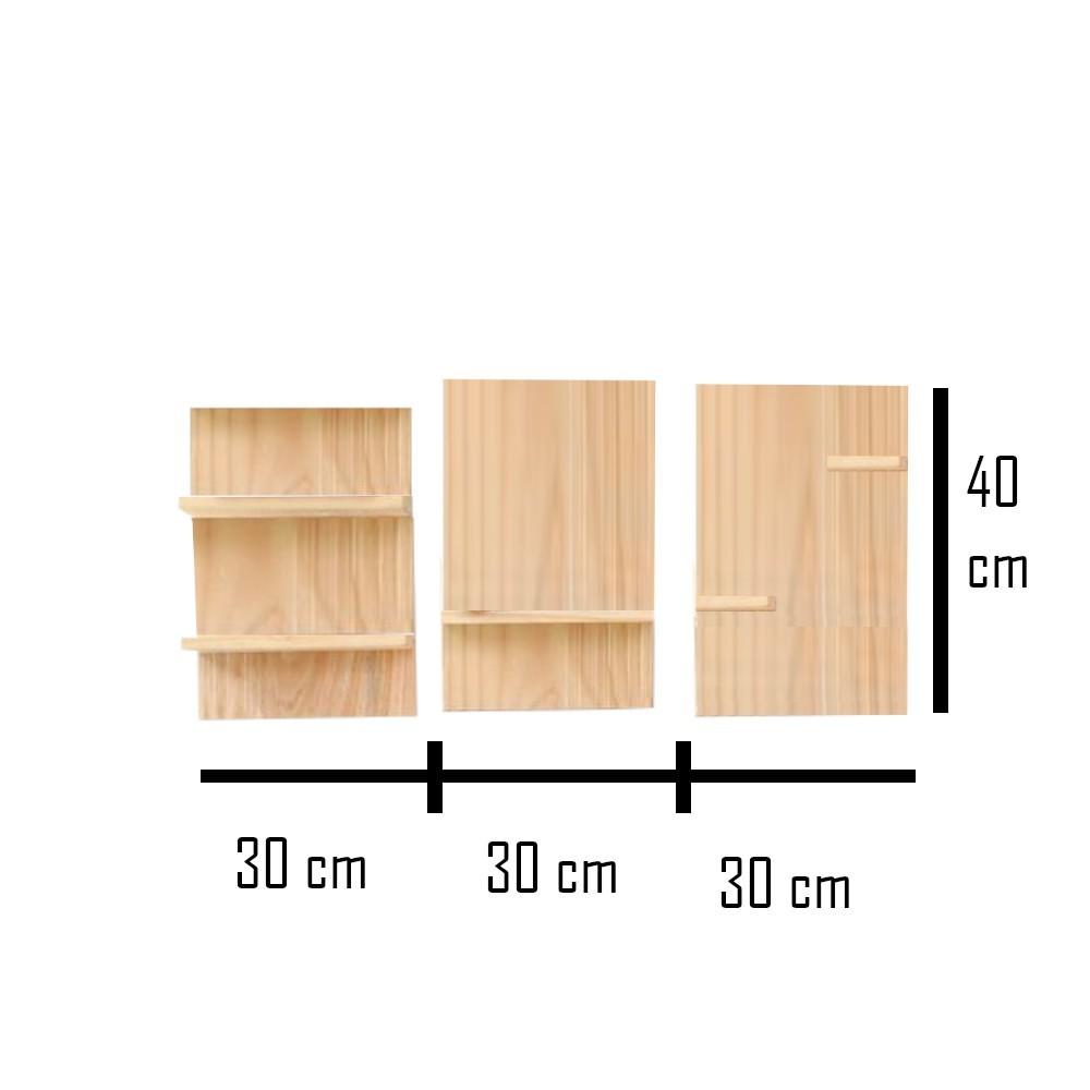 Kệ gỗ treo tường trang trí kệ gỗ thông tự nhiên kích thước 40x30x12 cm