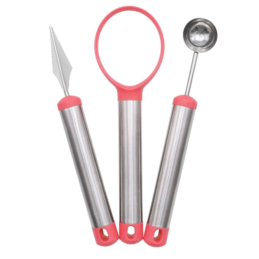3 Piece Set Stainless Steel Melon Baller Carving Tool Fruit