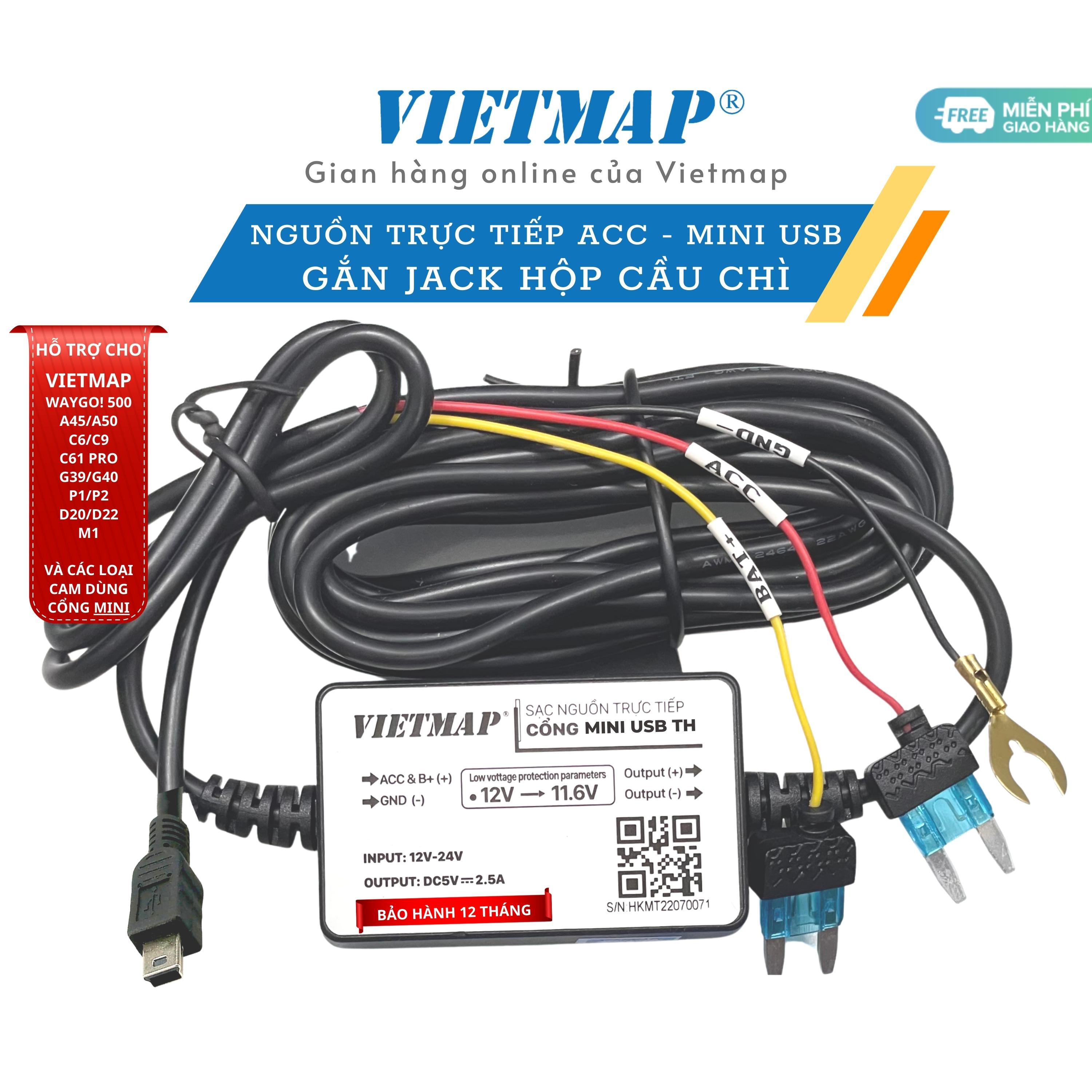 Bộ sạc trực tiếp Acc cho Camera hành trình Vietmap - Hàng chính hãng