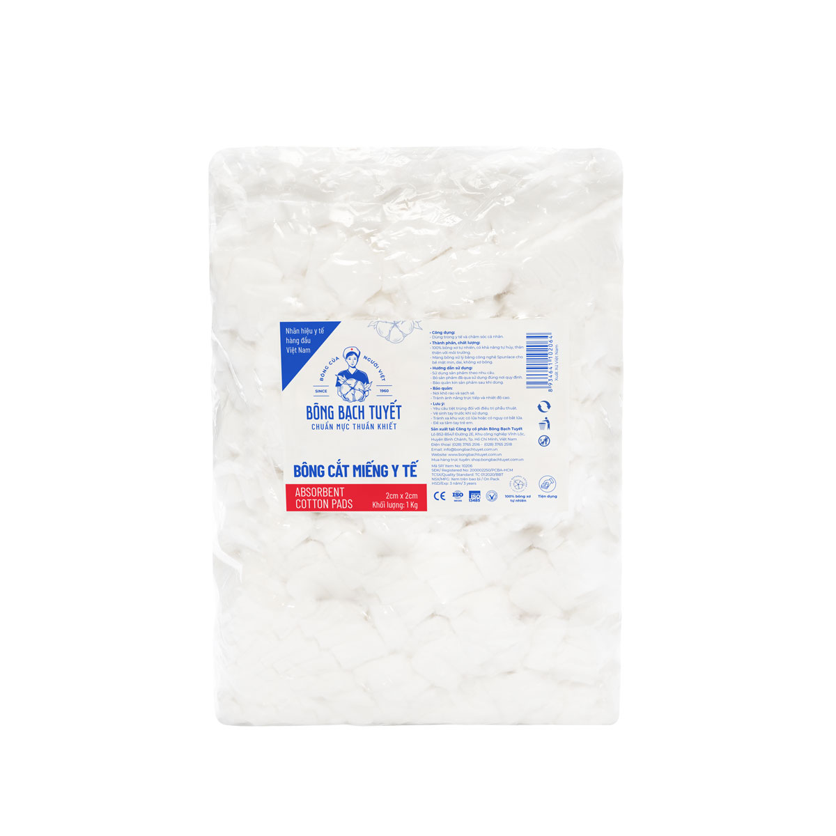 BÔNG Y TẾ CẮT MIẾNG 2CMX2CM 1KG