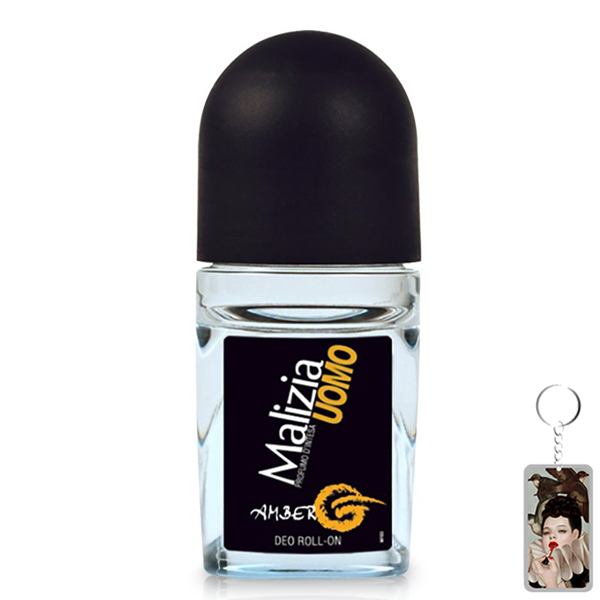 Lăn khử mùi Malizia Amber 50ml (Nam) tặng kèm móc khóa