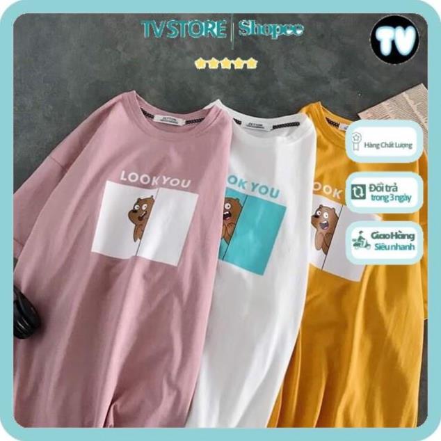 Áo Phông Unisex TVSTORE Áo thun tay lỡ form rộng unisex - phông nam nữ oversize - T shirt Gấu look you a