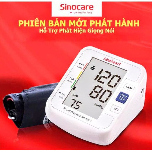 Máy đo huyết áp Sinocare thông minh tự động có giọng nói hướng dẫn tiếng việt