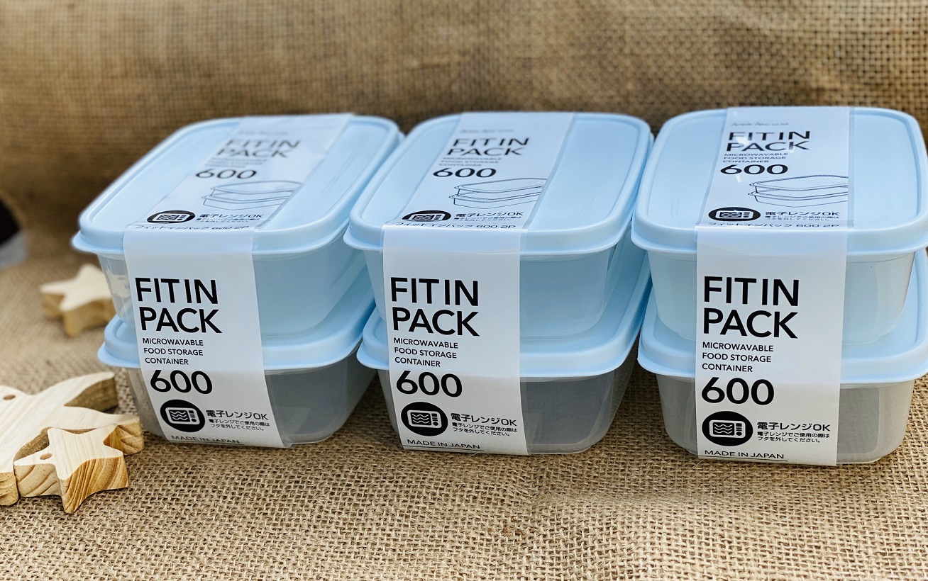 Set 2 hộp nhựa đựng thực phẩm Fitin Pack 600ml nắp dẻo màu xanh mint - Nội địa Nhật Bản