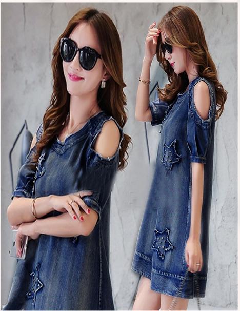 Đầm Jean Hình Ngôi Sao Đính Hạt Fashion D706