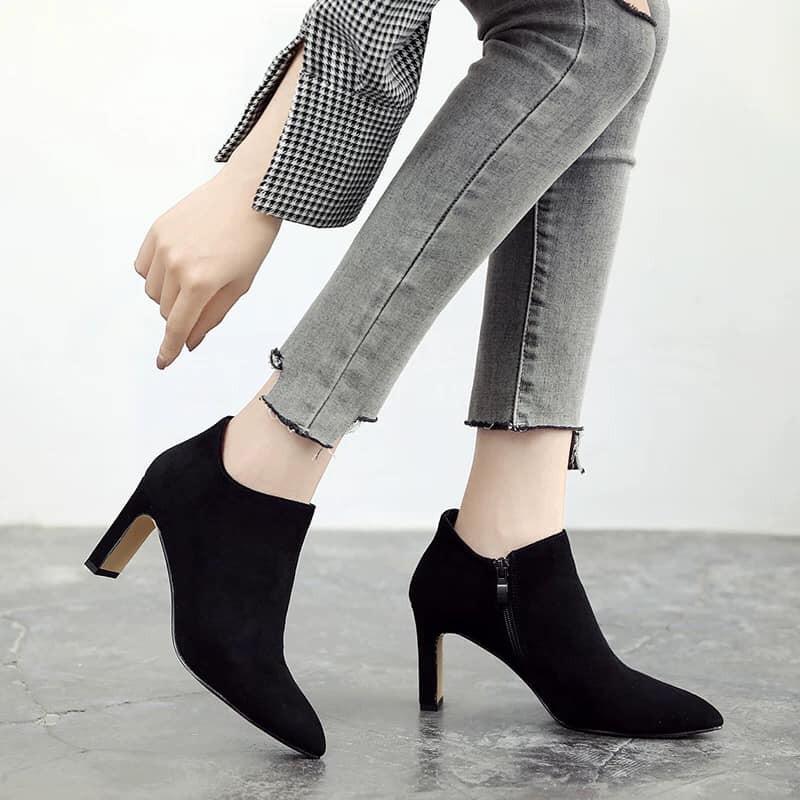 Giày Boots Da Lộn Khóa Kéo bên Big Size