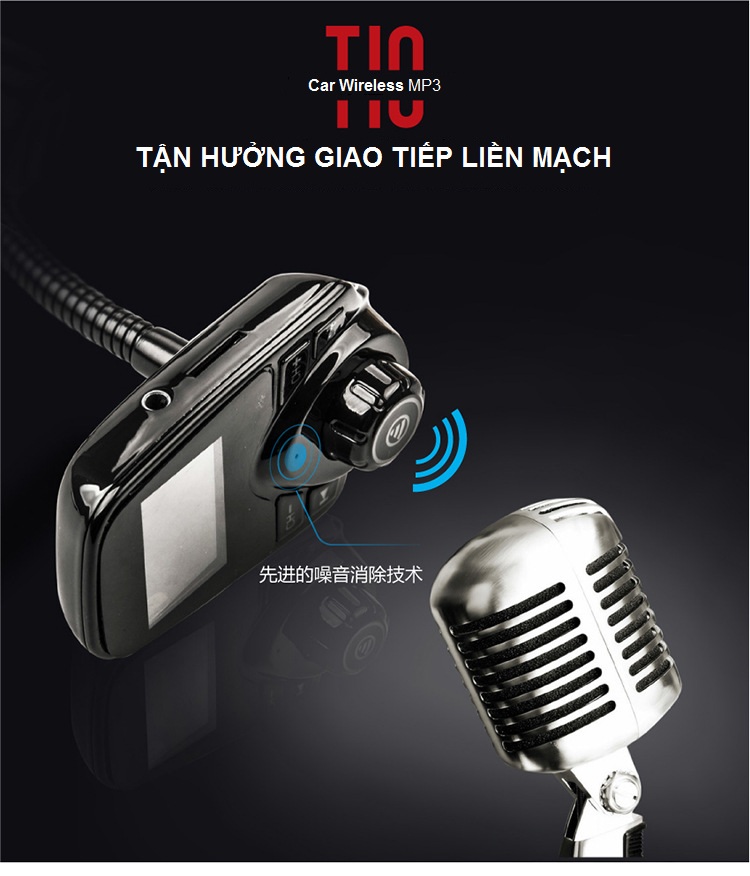 Máy Nghe Nhạc MP3, FM Không Dây Bluetooth Trên Ô TÔ T10 AZONE