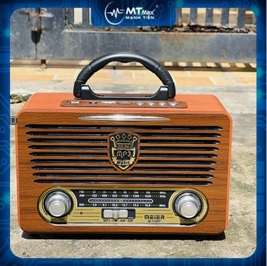 [Giá xả hàng] Đài FM RADIO M-115T - Loa nghe nhạc kết hợp đài radio Loa nghe nhạc kết hợp đài radio - Phong cách cổ điển vintage - sang trọng, bass trầm ấm - Đầy đủ kết nối USB, SD card,bLUETOOTH