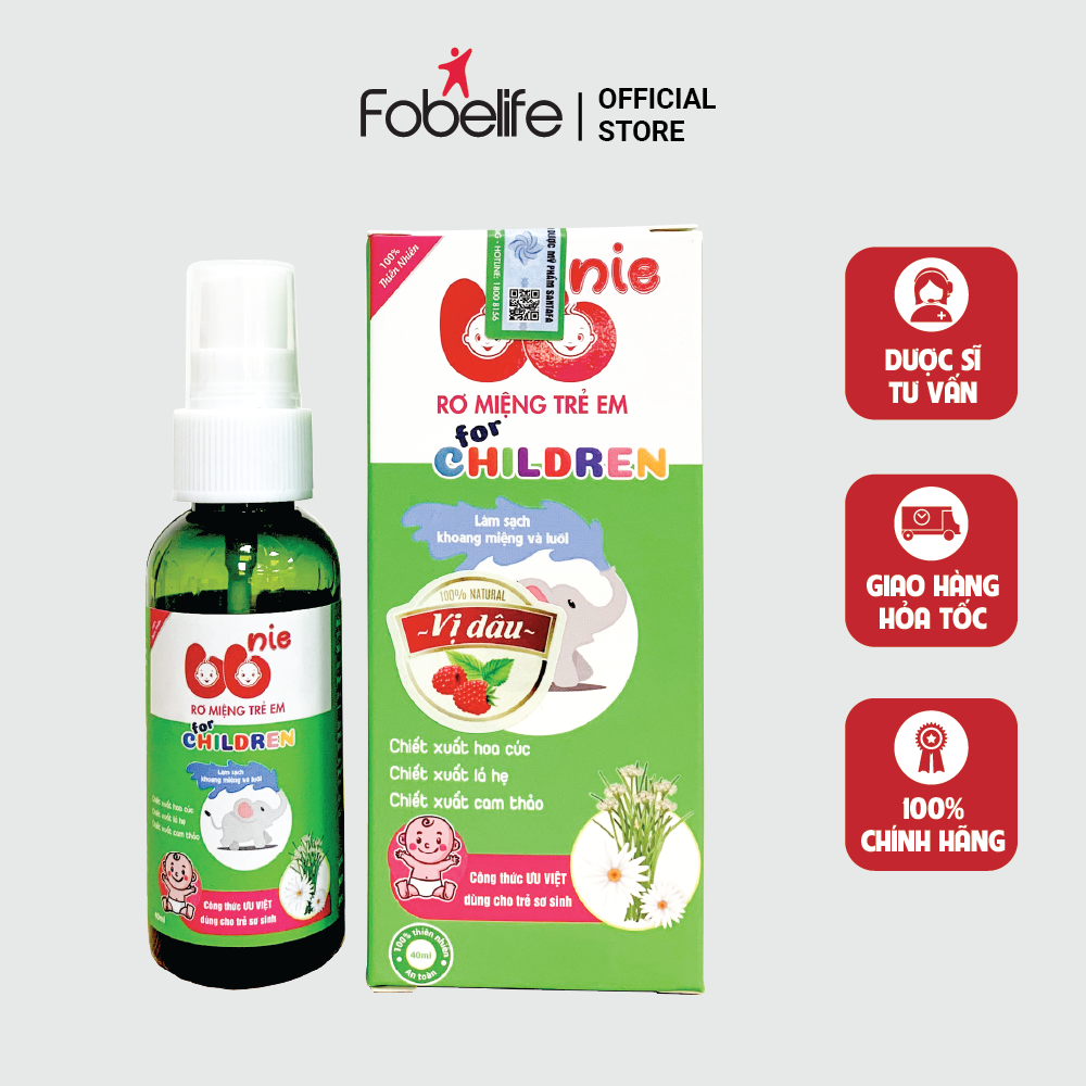 Chai Xịt Rơ Miệng Lưỡi Vị Cam Dâu Thiên Nhiên An Toàn Cho Bé BBNIE- Chai 40ml