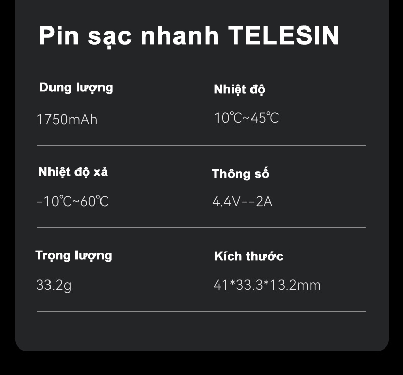 Combo dock sạc nhanh TELESIN + 1 viên pin Telesin Fast Charging dùng cho GoPro Hero 12/11/10/9