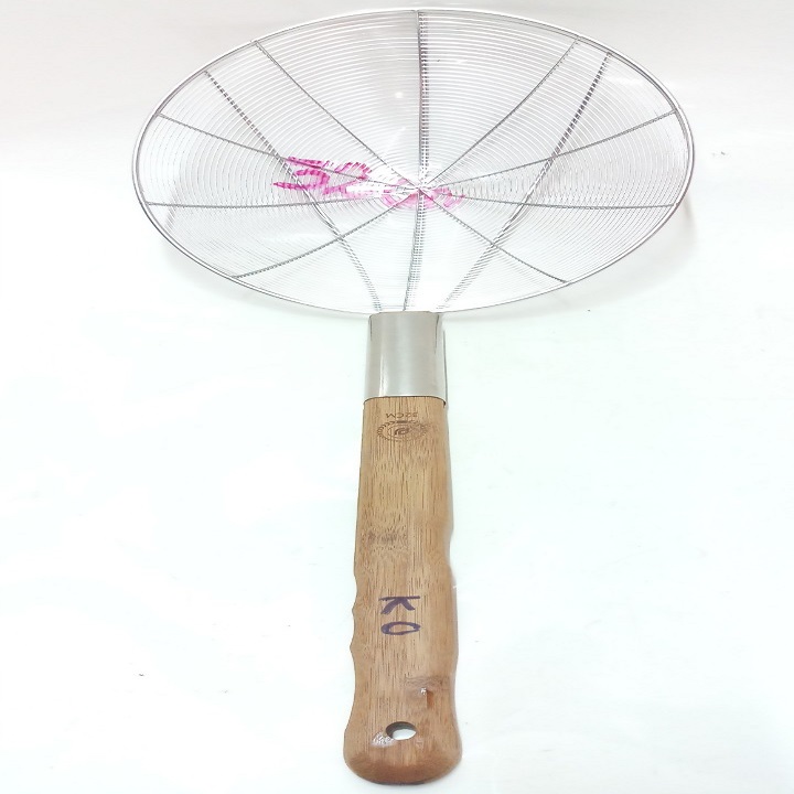 VỢT VÒNG INOX CÁN GỖ DÀY RỘNG 32CM.