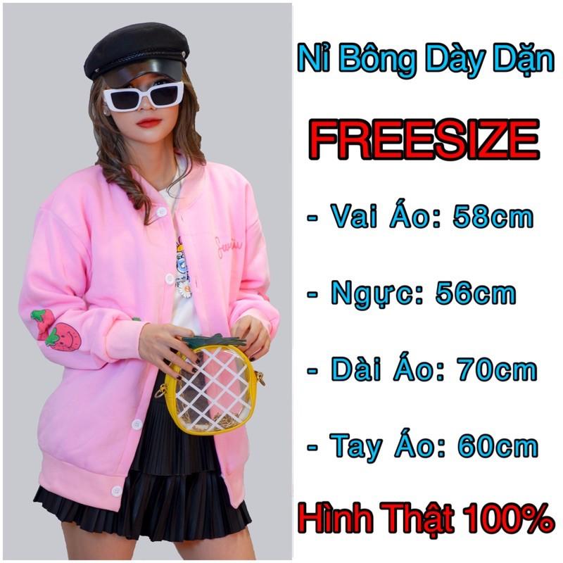 Áo khoác cardigan nữ nỉ bông dày dặn hàng quảng châu bomber in TAY HOA TAY DÂU - CANDA 3358