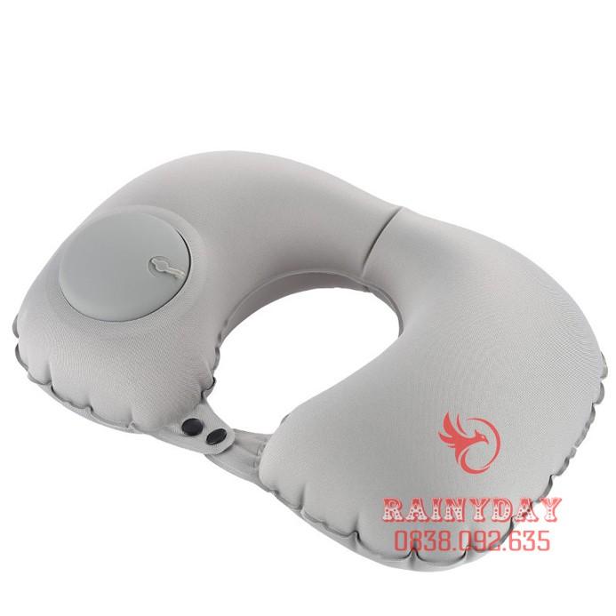 Gối hơi kê tựa cổ chữ u tự bơm hơi nâng đỡ phần cổ ,gáy du lịch để ngủ văn phòng đi xe hơi ô tô máy bay bằng vải gấp gọn