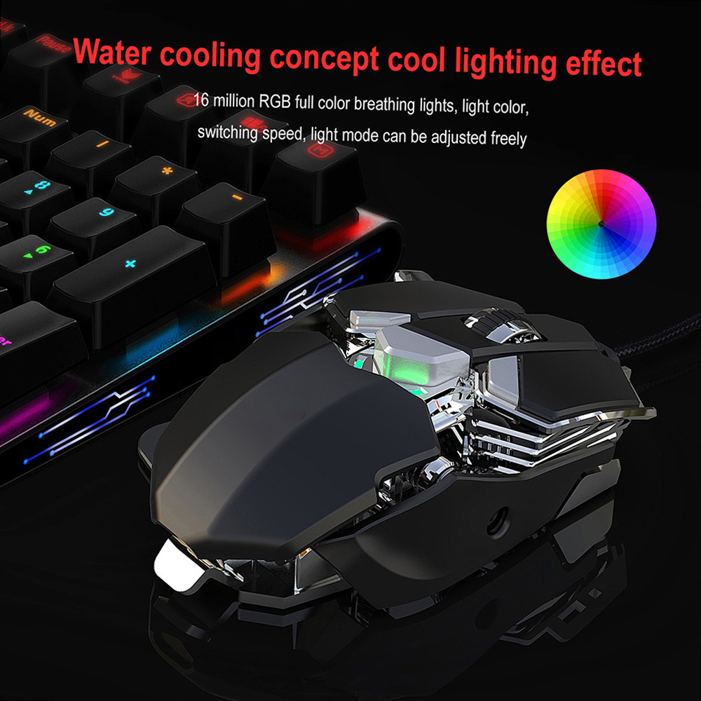 HXSJ V200+J600 Combo Wired Gaming Mouse 9-key Macro Programming Mice & Switch One-handed Mechanical