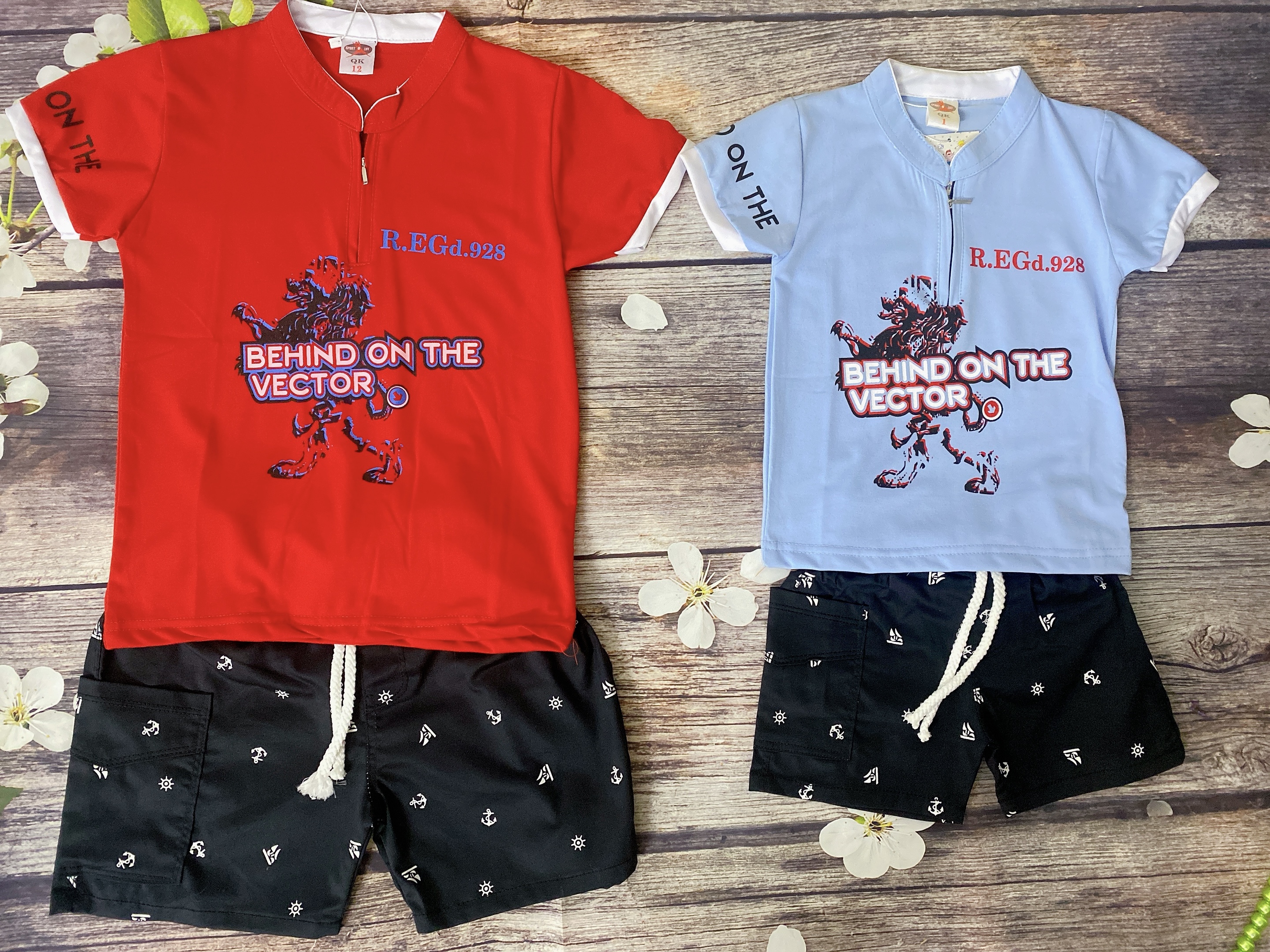 Quần Bé Trai Size 6-17Kg, 5 Tháng Đến 4 Tuổi Đen Hình Mỏ Neo Có 2 Túi, Quần Short Jean Đùi Thun Co Giãn