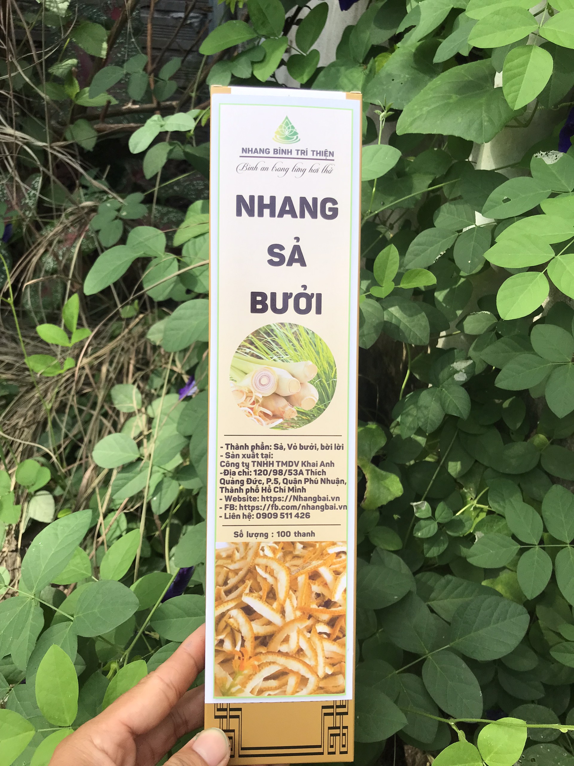 Nhang sả bưởi bình trí thiện 100% tự nhiên thơm ngọt (100 thanh)