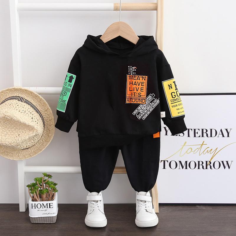 Bộ Quần Áo Bé Trai Cotton Nguyên Chất Áo Len Thu Đông Phù Hợp Với Bé Trai In Chữ Cái Mũ Trùm Đầu Quần Áo Thể Thao Cho Bé 2 phù Hợp Với