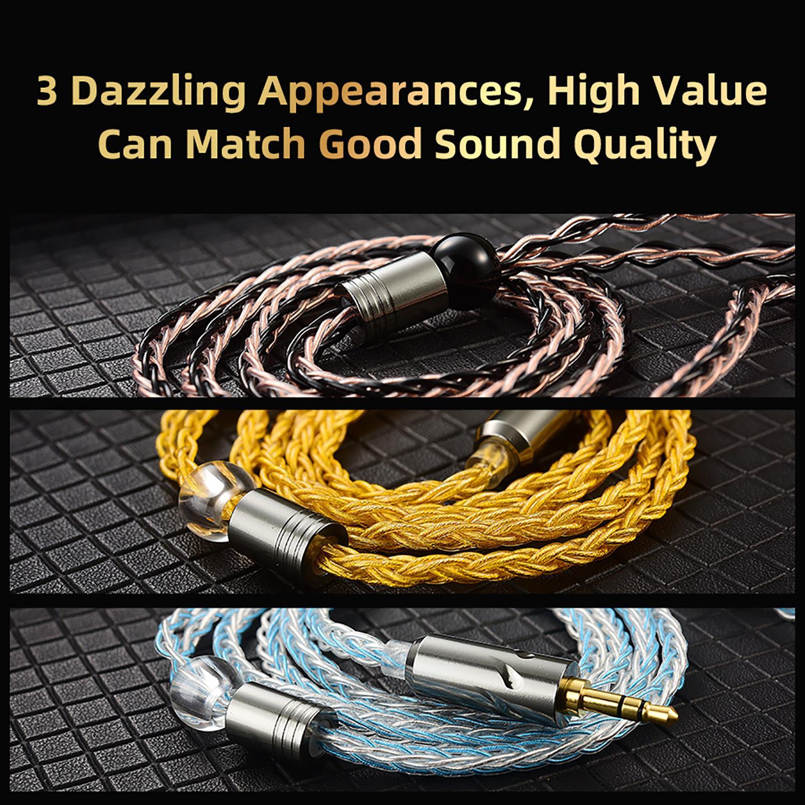 3Pcs Earphone Audio Braided Upgrade Cable 2 Pin 3.5mm for KZ 0.78mm Dia