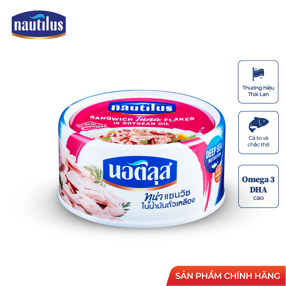 Combo 8 lon Cá Ngừ Nautilus xắt lát ngâm dầu đậu nành (NK Thái Lan)