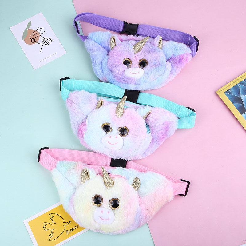 2021 Mới Cô Bé Mùa Đông Eo Túi Dễ Thương Kỳ Lân Trẻ Em Hông Nữ Hoạt Hình Sang Trọng Ngực Túi Điện Thoại Túi Du Lịch Thời Trang Eo túi Đeo Bụng