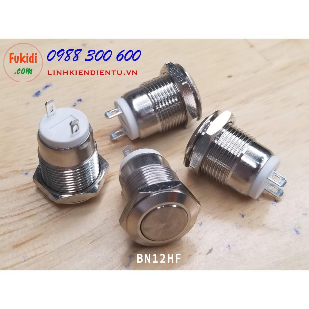 Nút nhấn vỏ kim loại, phi 12mm, chống thấm nước