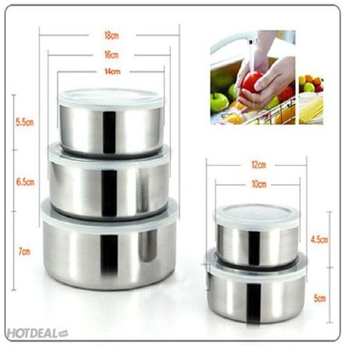 Bộ 5 bát inox có nắp đậy hợp vệ sinh