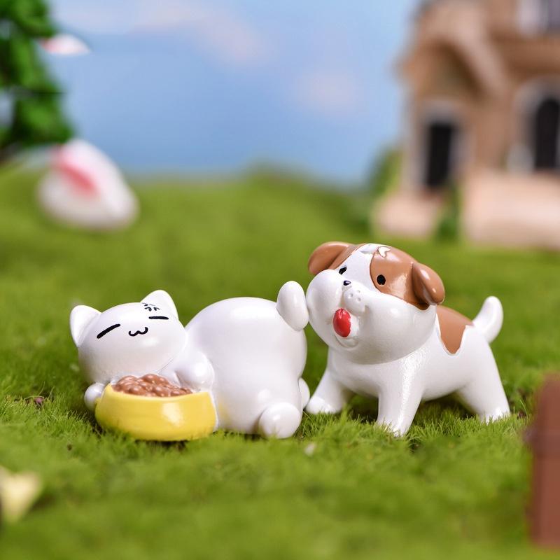 Tiểu cảnh mini ️ Mô hình mèo và các con vật tham lam trang trí tiểu cảnh sen đá, sân vườn, terrarium