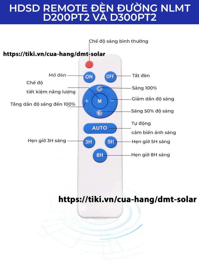 Đèn đường năng lượng mặt trời công suất 300W giá rẻ DMT-D300PT2