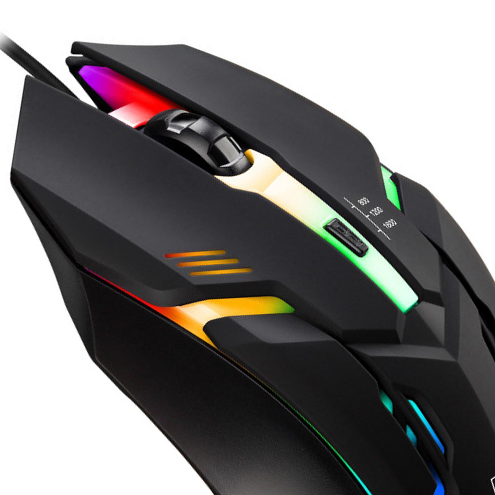 Universal Wired Gaming Mouse, Breathing Lights, 4 Button Silent Optical Mice, for PC Laptop Gamers Desktop 800 1200 1600 DPI Computer Mouse
