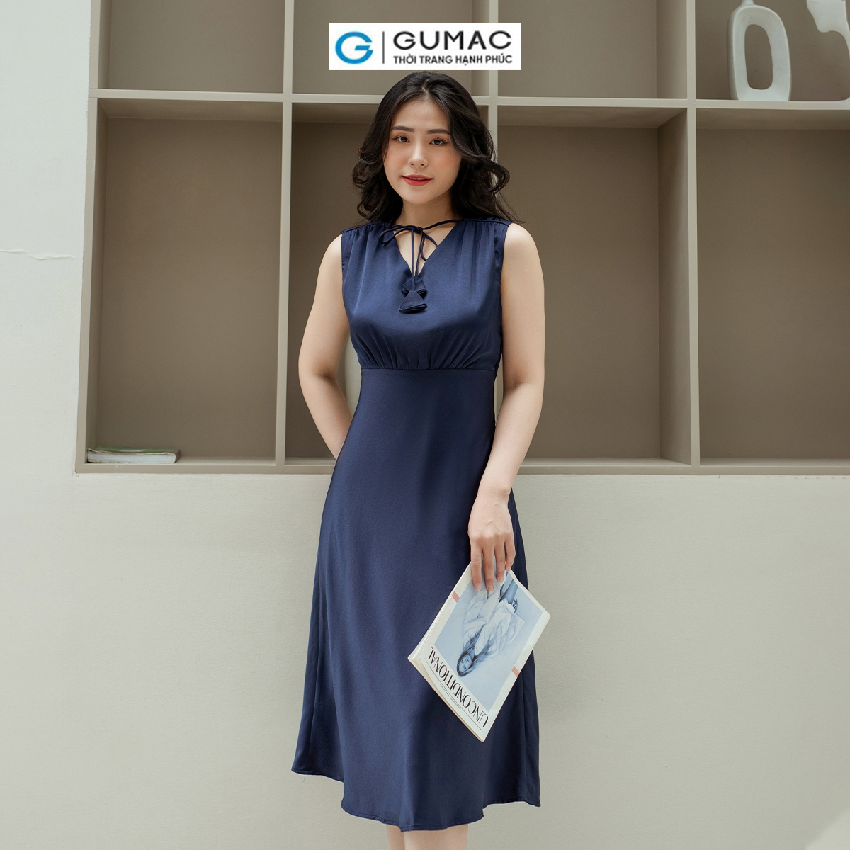 Đầm A nơ cách điệu GUMAC DD08042