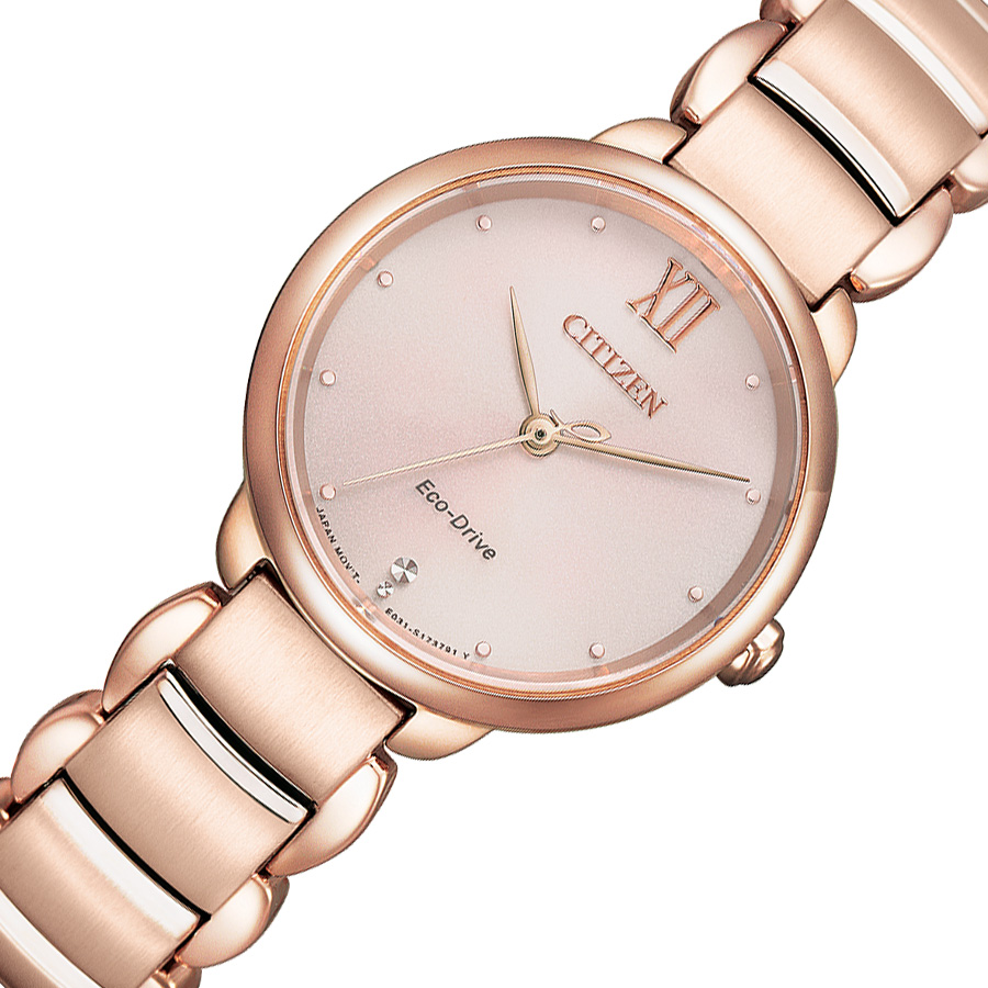 Đồng Hồ Nữ Citizen Đính Kim Cương Dây Thép Không Gỉ EM0922-81X - Mặt Hồng (Sapphire)