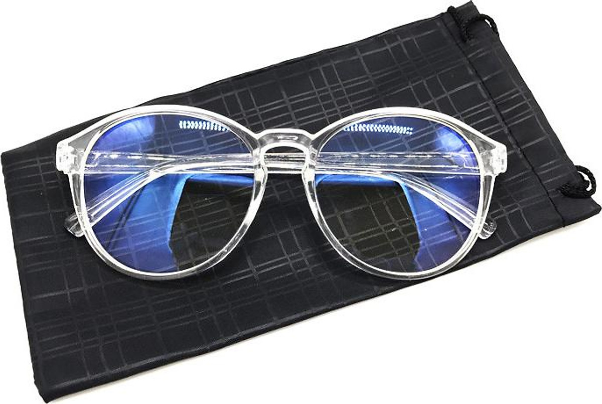 Gọng Kính Cận, Kính Giả Cận Dáng Tròn Oversize Gọng Nhựa Trắng Trong