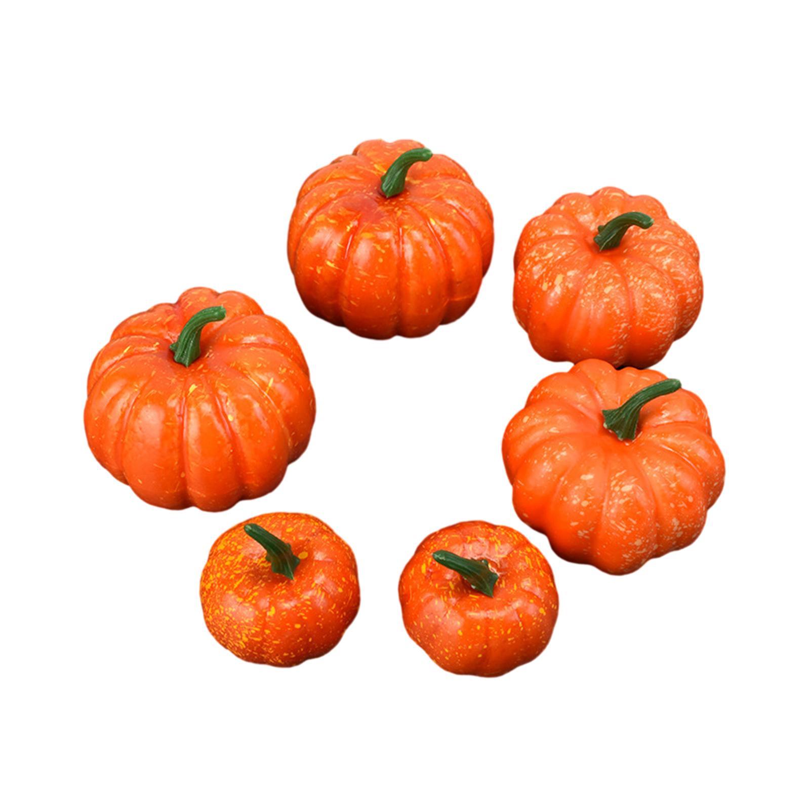 6 Pieces Fake Pumpkins Model Fake Foam Pumpkins for Halloween Fireplace Fall