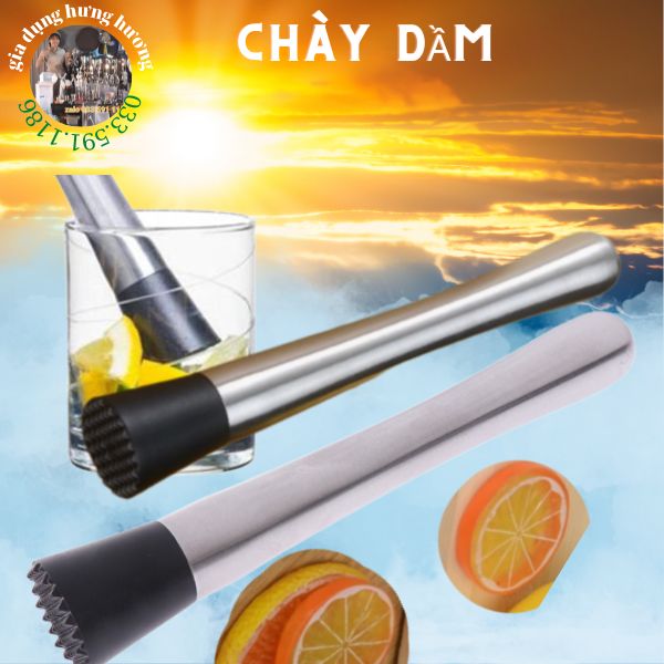 Chày dầm quả inox cho quầy bar, chuyên dụng cụ pha chế trà sữa bartender