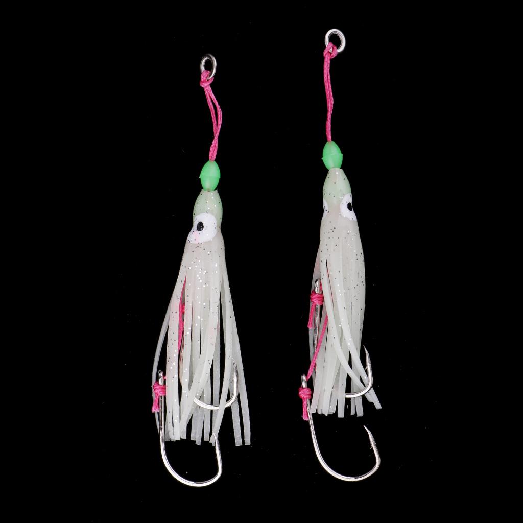 Squid Jig Fishing Lure Saltwater Bait Octopus Skirt w/Steel Hooks