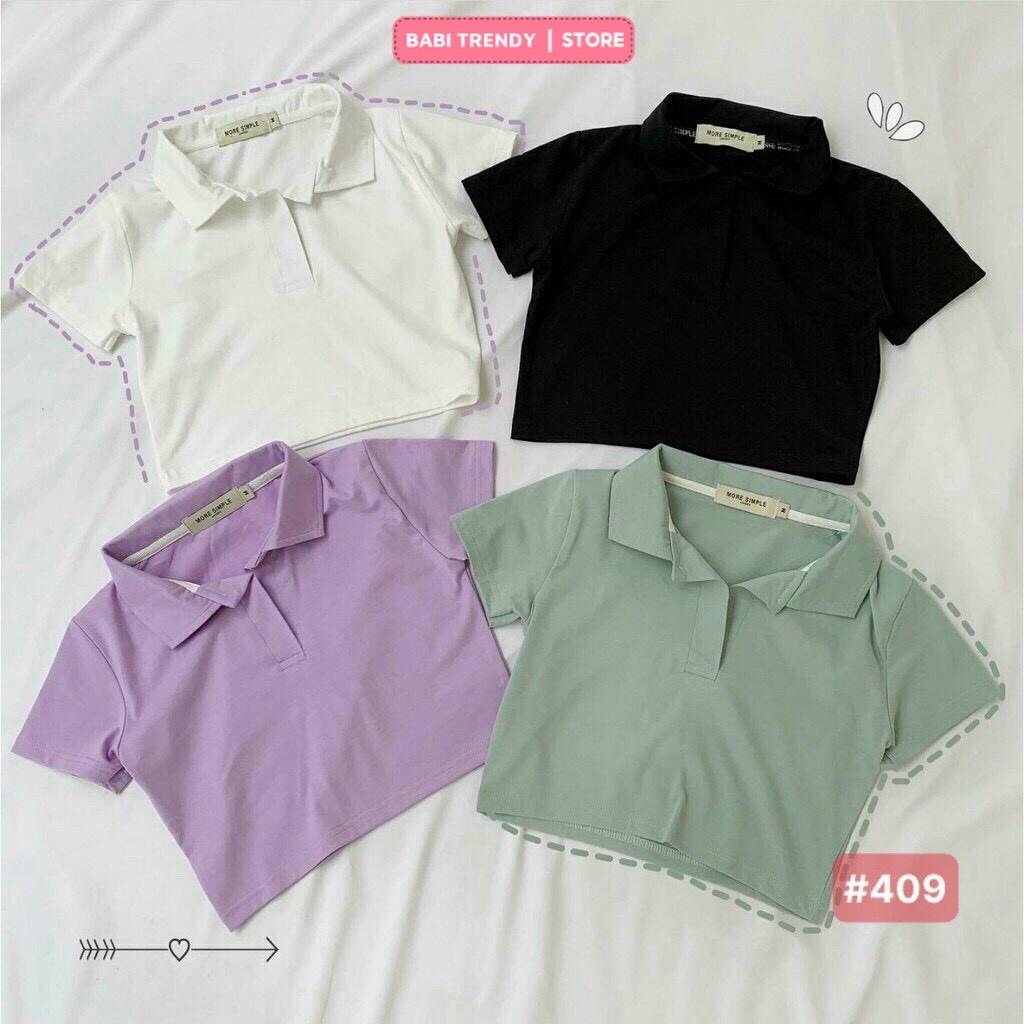 Áo Croptop Basic Cổ Bẻ Polo Cá Tính Chất Mềm Dáng Ôm Siêu Xinh - Babi Trendy CT14