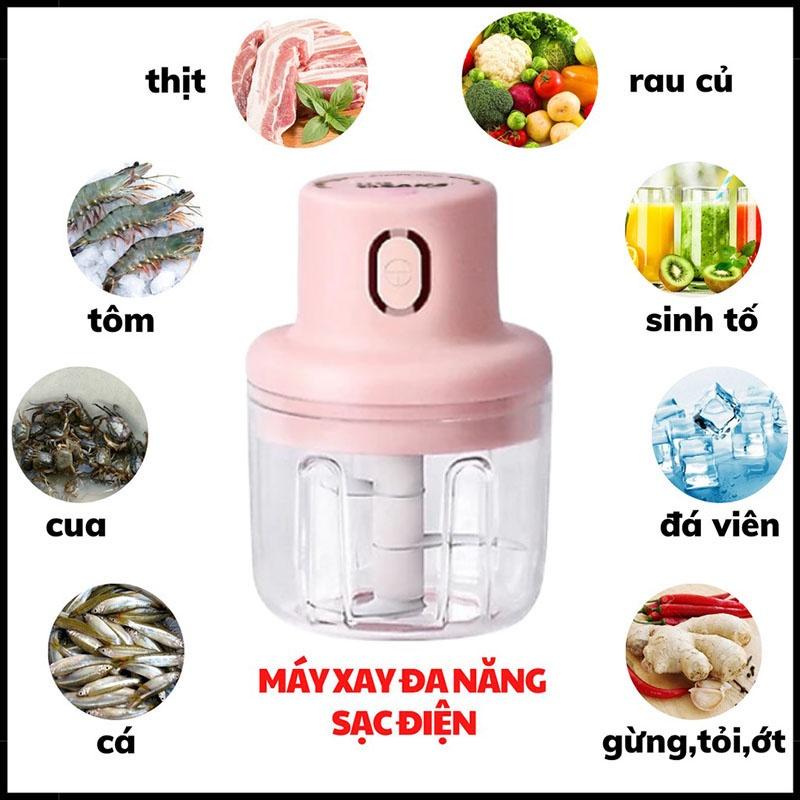 Máy Xay Mini Sạc Điện, Xay Hành, Tỏi, Rau Củ Quả