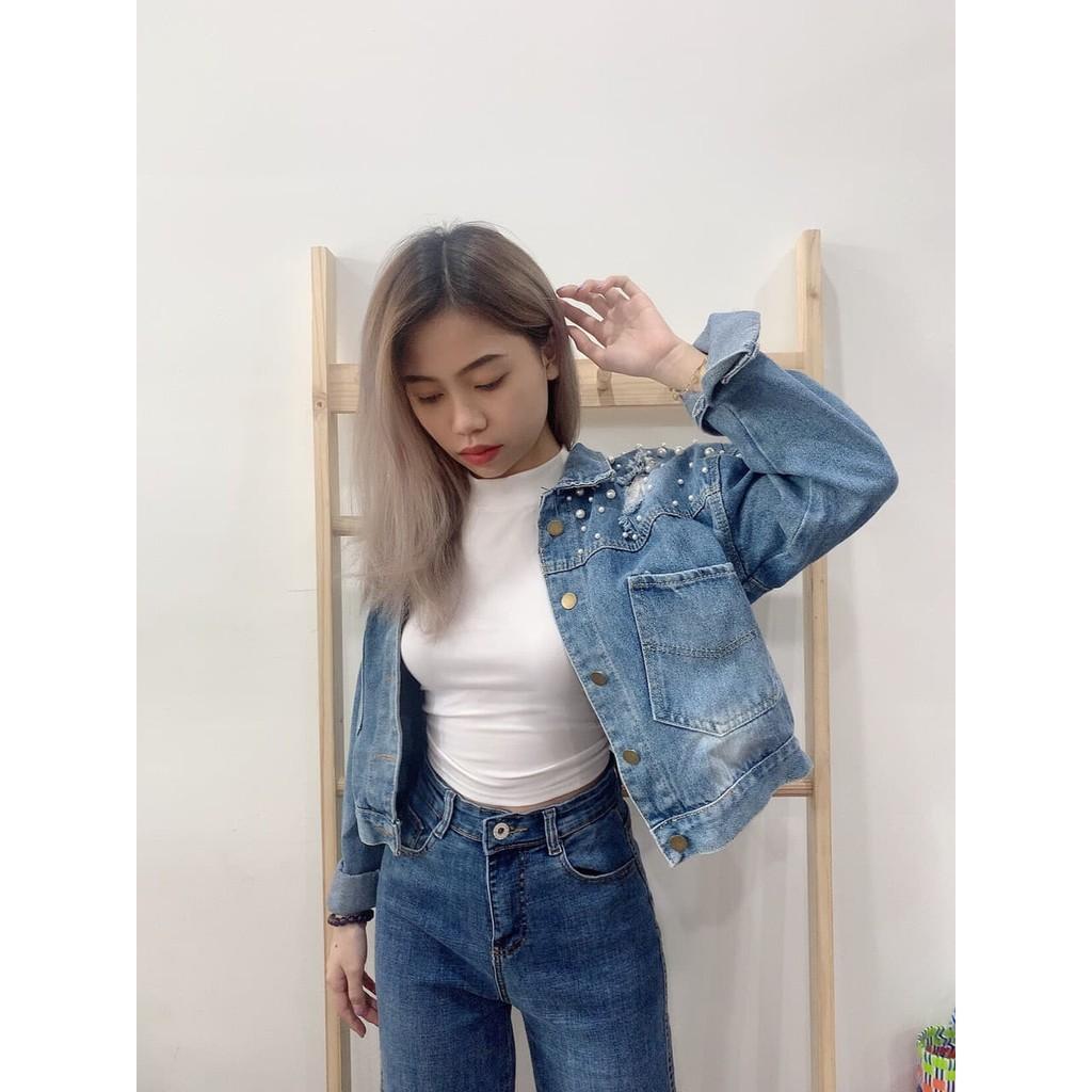 ÁO KHOÁC JEAN TAY DÀI ĐÍNH CƯỜM CAO CẤP SHOP PHƯƠNG CHÂU