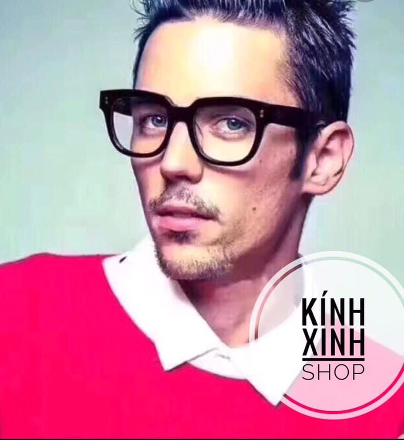 Gọng Kính Cận, Kính Giả Cận Nam Nữ Mắt Vuông Form To Gọng Nhựa Dày Full Đen Chống Ánh Sáng Xanh Không Độ