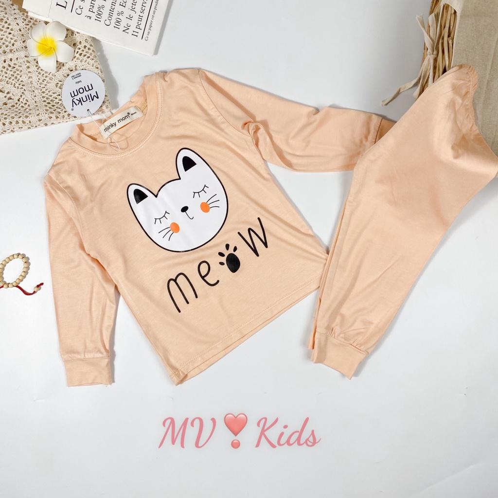 Bộ Quần Áo Bé Gái, Bé Trai Minky Mom Vải Thun Lạnh Hoạ Tiết Sư Tử Meow MKDTL03