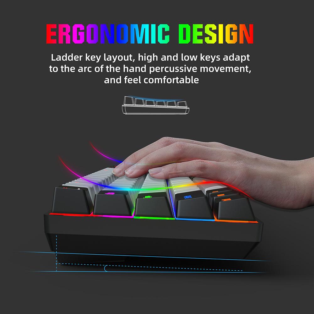 HXSJ V800 Wired Mechanical Keyboard 68 Keys RGB Gaming Keyboard with Detachable Type-C Cable ABS Keycap